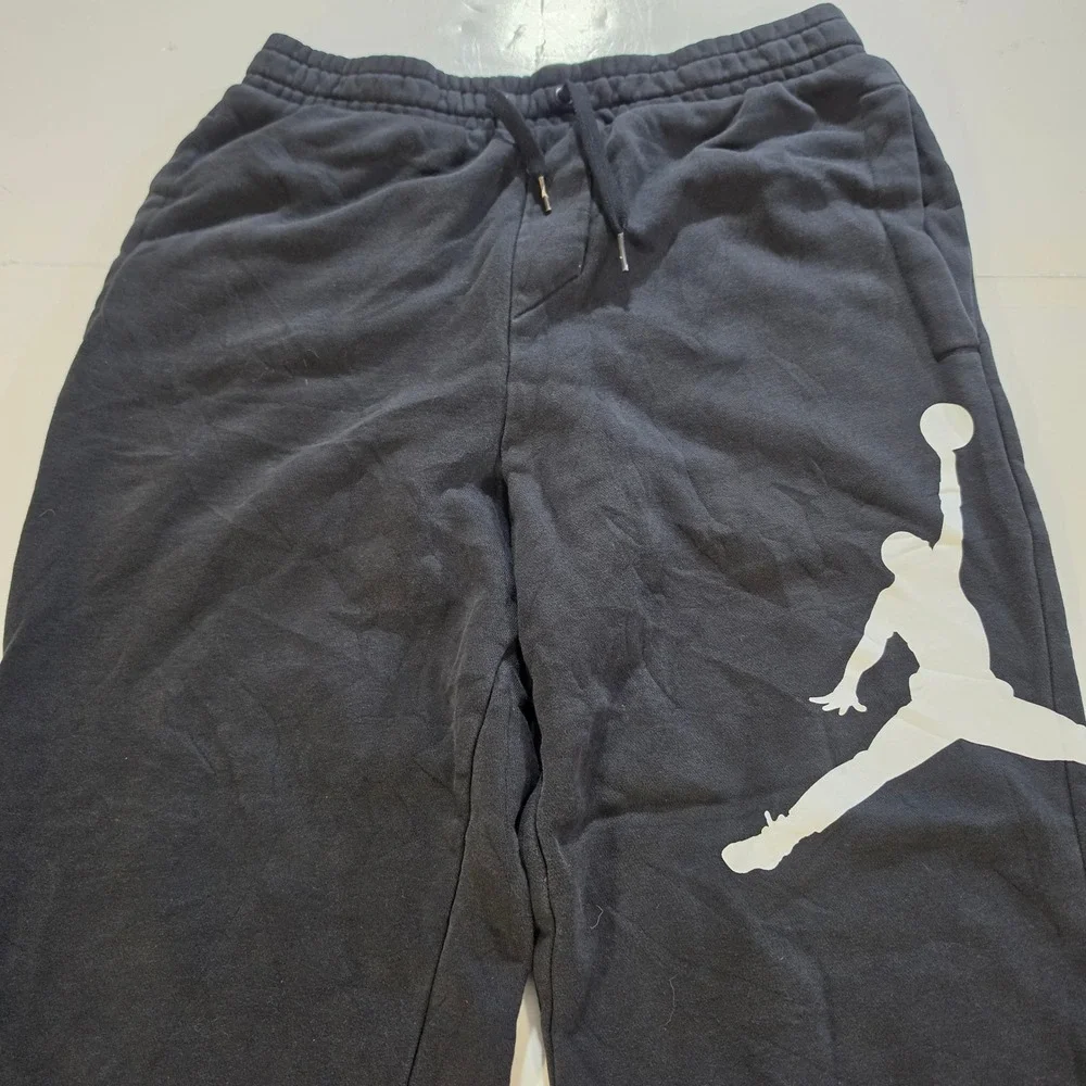 Jordan Mens Black Fleece Joggers Jumpman Logo Sweatpants Small 6154